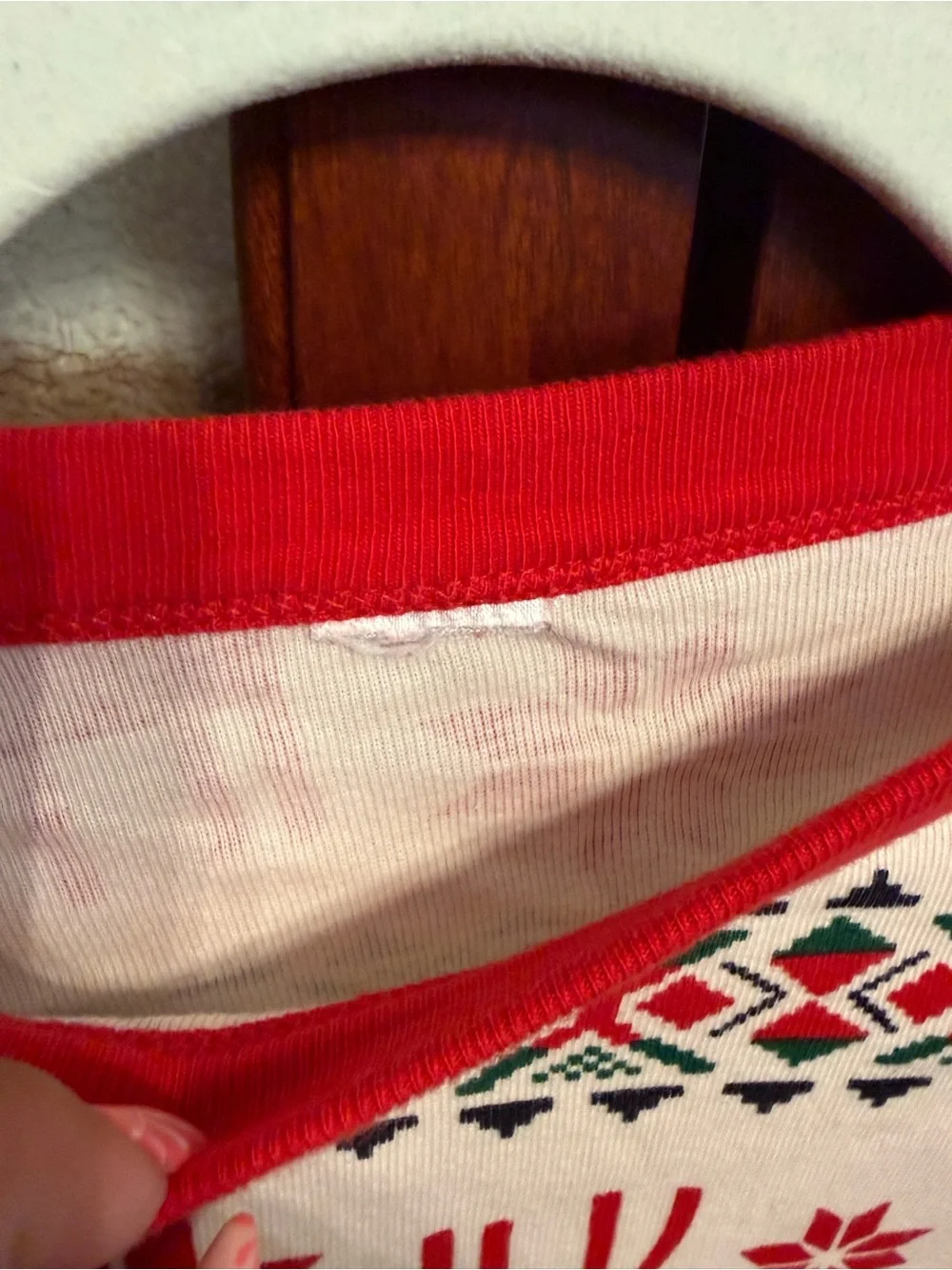 Hanna Andersson Red and White Reindeer Holiday Thermal Top